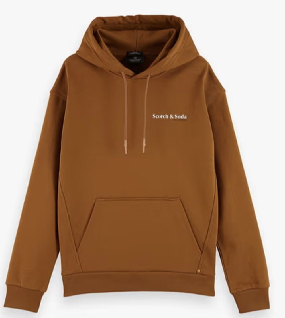 Scotch & Soda Men's M Brown Organic Cotton Felpa Pullover Hoodie HR11-23